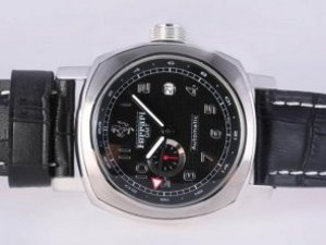Replica Panerai Ferrari Watch GMT Automatic Black Dial and Strap-Number Marking Replica Panerai Ferrari Watch GMT Automatic Black Dial and Strap-Number Marking