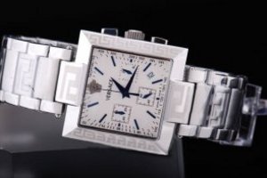 Replica Versace Watch Quartz Movement Full White with Bule Mark Replica Versace Watch Quartz Movement Full White with Bule Mark
