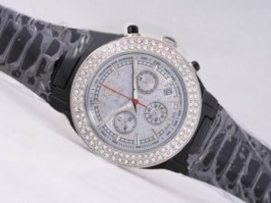 Replica Versace Watch Working Chronograph Black Ceramic Coated Diamond Bezel with Gray Dial Replica Versace Watch Working Chronograph Black Ceramic Coated Diamond Bezel with Gray Dial