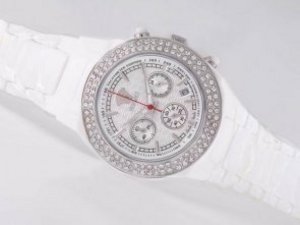 Replica Versace Watch Working Chronograph White Ceramic Coated Diamond Bezel with White Dial Replica Versace Watch Working Chronograph White Ceramic Coated Diamond Bezel with White Dial